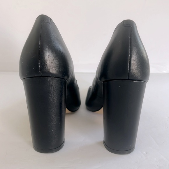 MARC FISHER $150 Women's Black LEATHER Chunky Block Heels Pumps Shoes Size 6 - Picture 6 of 8
